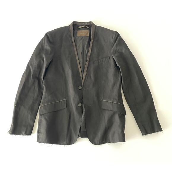 ZARA LIMITED EDITION Men’s Raw-Edge Black Blazer – Deconstructed Linen Look - Picture 1 of 8